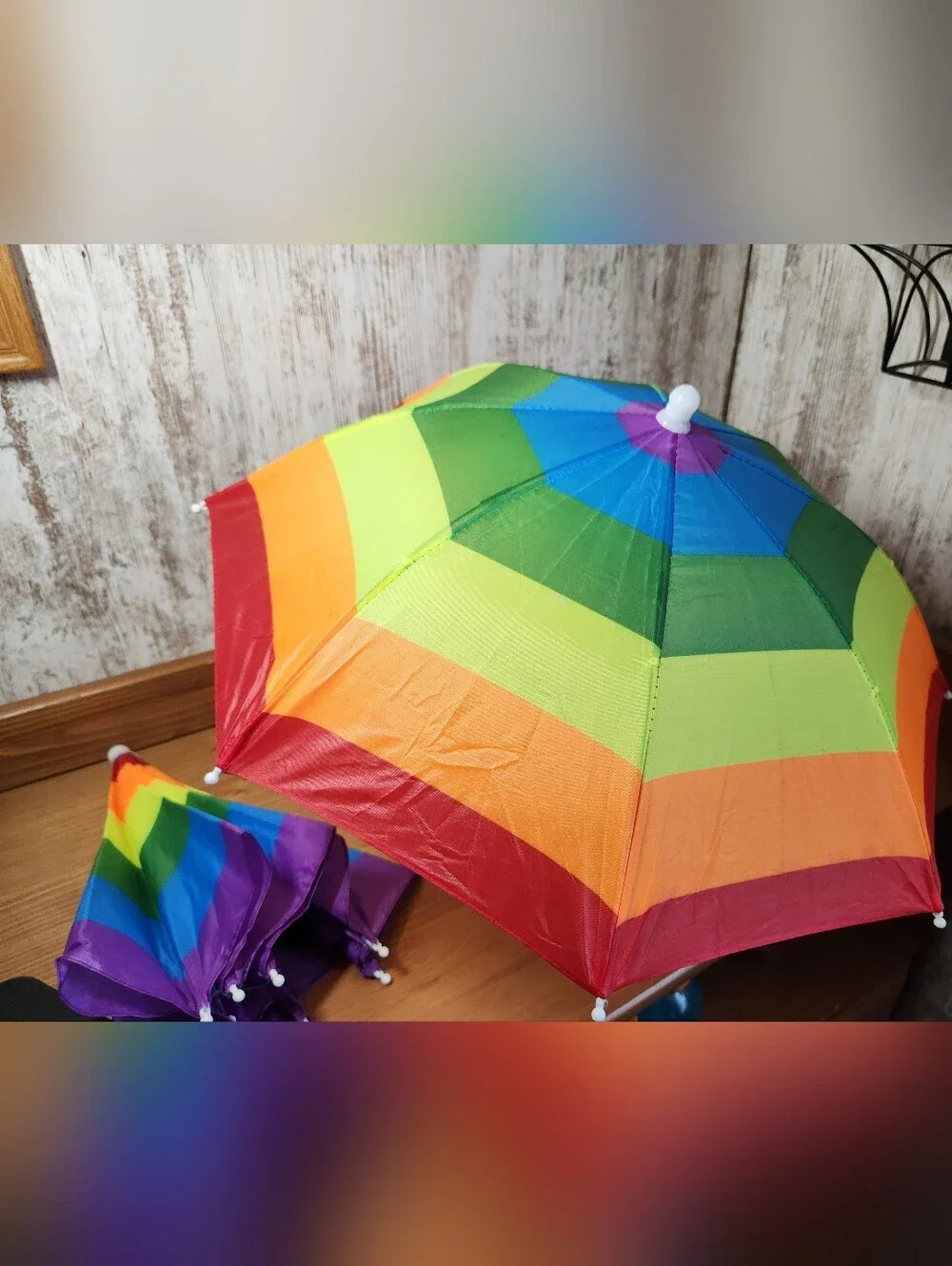Rainbow Gay Pride 🌈 Umbrella Rain Hats Sunshade Set of Two Fun Party Summer